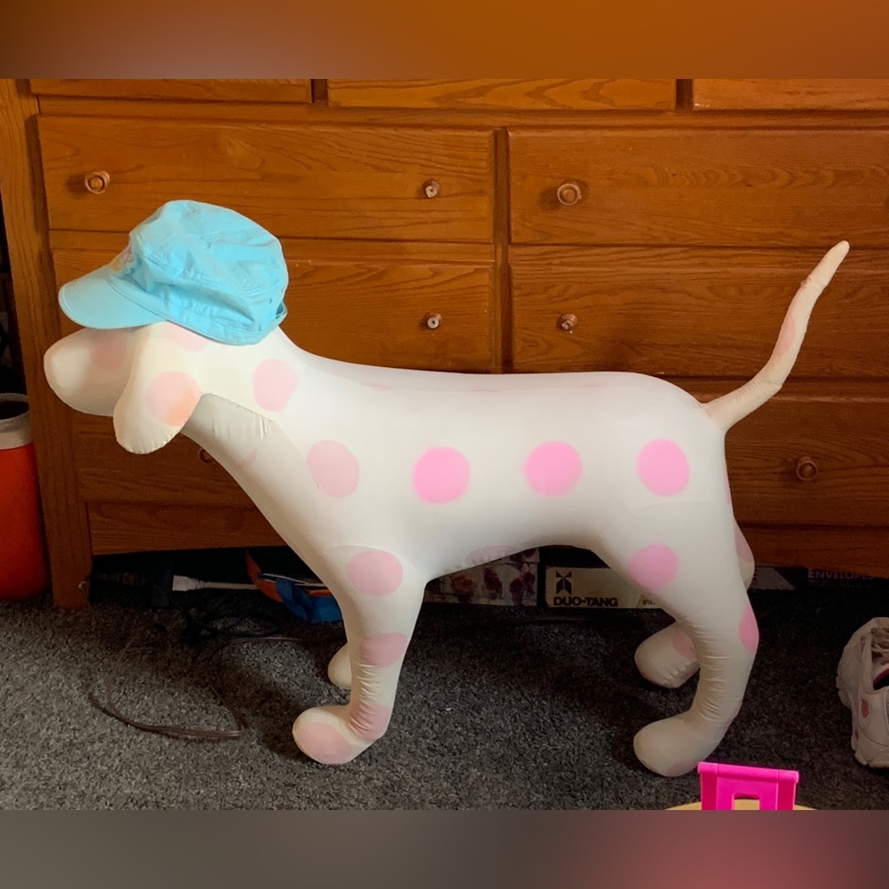 Large Victoria’s Secret white and pink Display dog